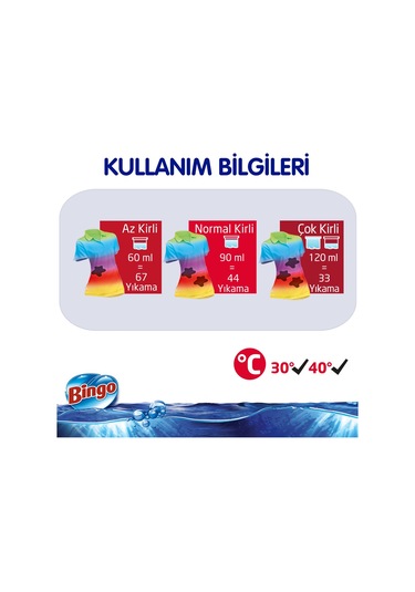 Bingo Renkliler için Sıvı Çamaşır Deterjanı 67 Yıkama 4 x 4 L