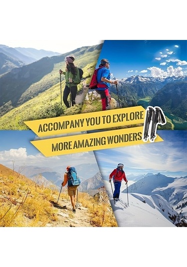 Novahub Antişok Teleskopik Trekking Çubuğu El Askılı Yürüyüş Yardımcısı Siyah Siyah