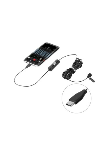 Rogfer Boya By-dm2 Usb-c / Type-c Android Telefonlar / Tabletler İçin Ön Camlı Yayın Yaka Kondenser Mikrofon Siyah
