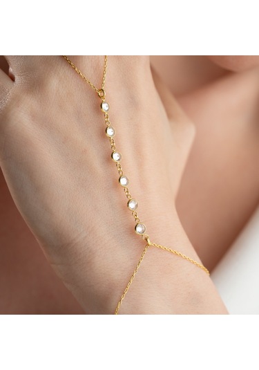 Vaoov 925 Ayar Gümüş Sıra Taşlı Şahmeran Bileklik Gold