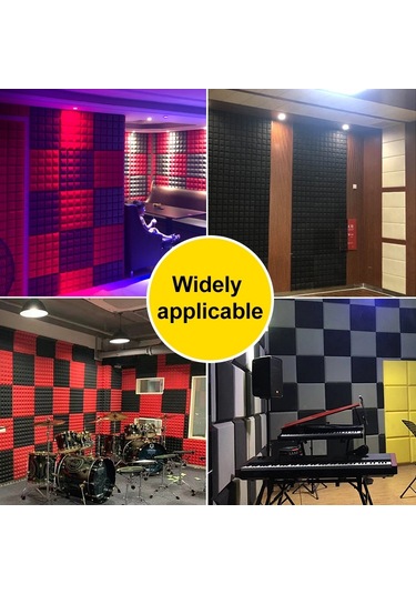 Sones 50x50x5cm Piramit Stil Kayıt Stüdyosu Davul Video Odası Ses Yalıtım Levhası Susturucu Pamuk Kırmızı