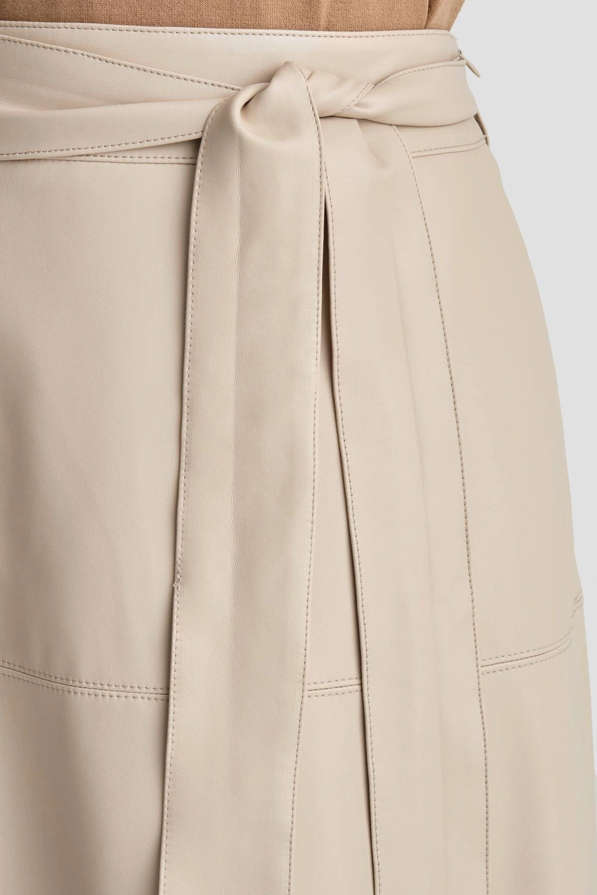 Armine Bağlamalı Deri Etek 25k1706 Bej Bej