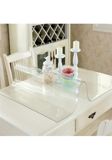 100x190 Şeffaf Pvc Masa Örtüsü 1,7 Mm Masa Koruyucu Saydam Renk Masa Sehpa Için Kolay Temizlik