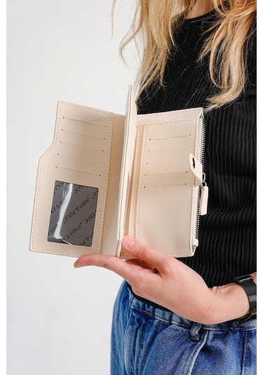 Just Polo Kadın Kilit Detaylı Cüzdan 1001mh Krem