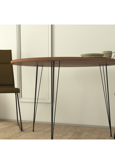 Pasific Home Sandalf Metal Ayaklı Yuvarlak Mutfak Masası Ceviz