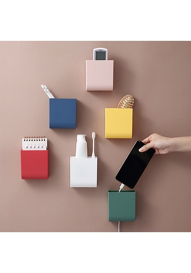 Leezsing Duvara Monte Cep Telefonu Depolama Rafı Başucu Depolama Rafı Kendinden Yapışkanlı Cep Telefonu Şarj İstasyonu Uzaktan Kumanda İle Duvar Braketi