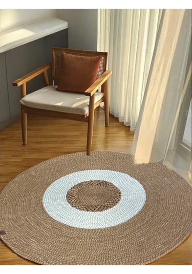 Yuvarlak Leke Tutmaz Kilim 100 Cm Kahverengi