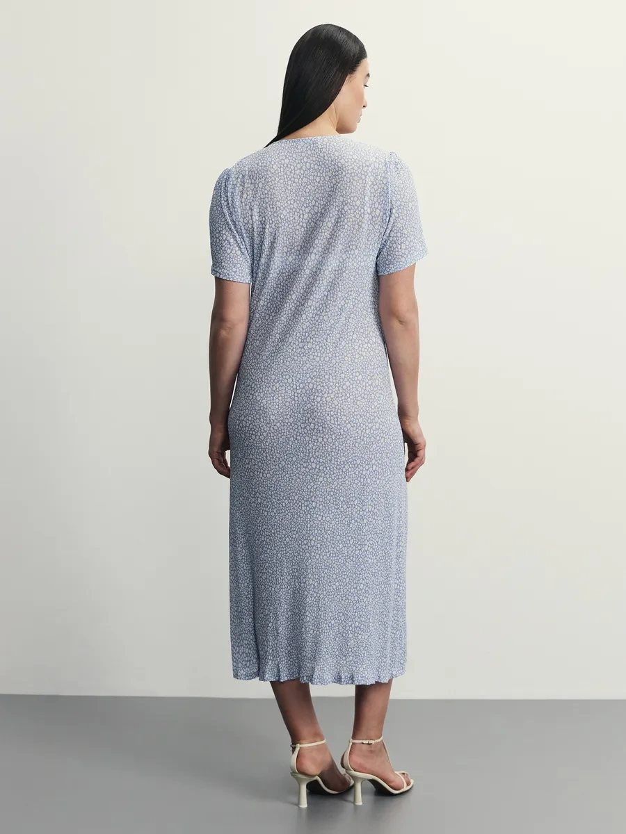 Zarına Çiçek Desenli Yazlık Midi Elbise 348516057 Açık Mavi