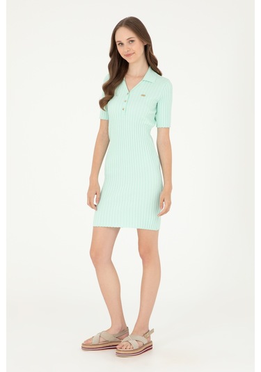 U.S. Polo Assn. Kadın Su Yeşili Mini Boy Triko Elbise 50280475-VR083