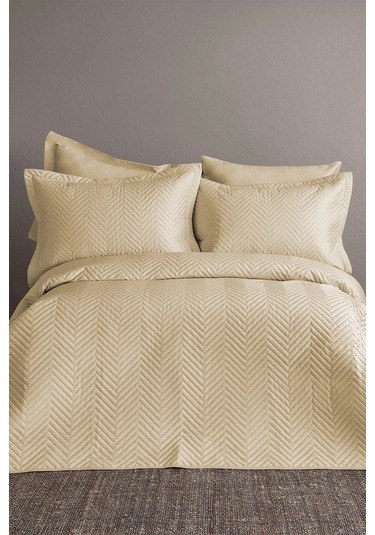 Simply Orchid Beige Pamuk Saten Nevresim Takımı Çift Kişilik Bej