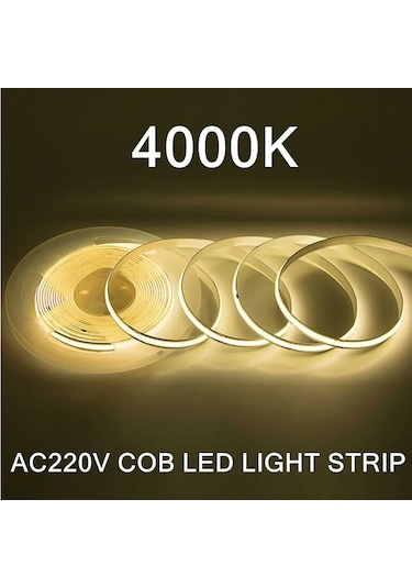 Epistar Ac220v 240leds/m Cob Led Şerit Işık Esnek Bant Aydınlatma Ra95 Sıcak Beyaz Soğuk Beyaz Whıte 2m