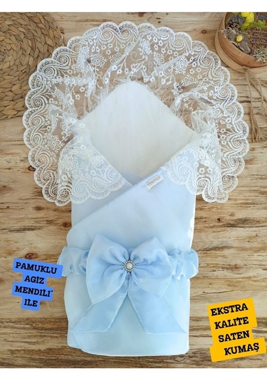 Kumru Kristal Kı Bebek Kundağı Unisex Bebek Dış Kundak Battaniyesi Hastane Çıkışı Kundak Battaniye Mavi
