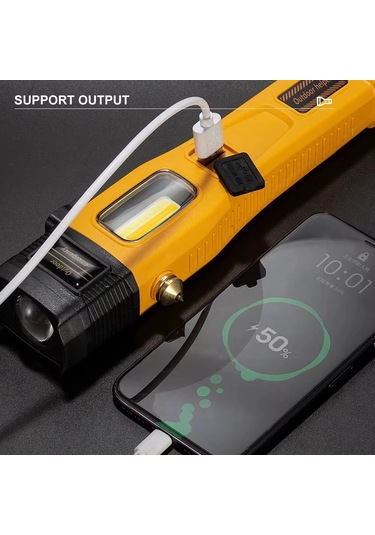 Wison Ws-1414 Cam Kıracaklı Dijital Göstergeli Mıknatıslı Şarjlı Acil Durum Tamirci Feneri Çok Renkli