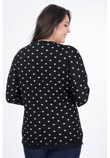 Eteği Dantelli Penye Tişört (532254192)