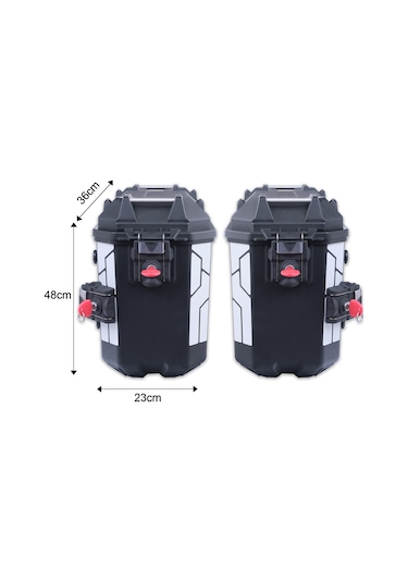 GP Kompozit Universal 26 lt x 2 Plastik Motosiklet Yan Çanta Seti Siyah