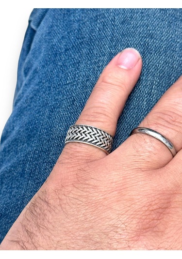 Takı Dükkanı Çapraz Örgü Motifli Ayarlanabilir Erkek Kadın Alyans Yüzük Bby11 Gümüş