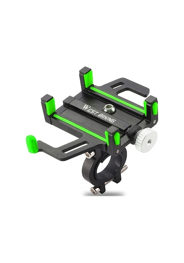 West Bıkıng Yp0715066 Bisiklet Gidon Montaj Telefon Tutucu Alüminyum Alaşımlı Bisiklet Cep Telefonu Braketi - Siyah / Yeşil