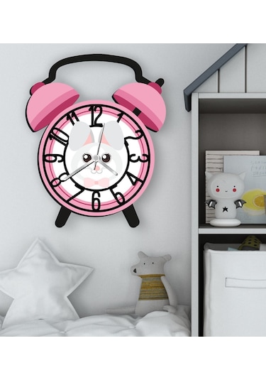 Bk Gift Kişiye Özel Hayvan Figürlü Retro Çalar Saat Tasarımlı Kabartma Figürlü Ahşap Çocuk Duvar Saati-11, Ev Dekoru, Çocuk Odası Aksesuar Bitmeyencom Çok Renkli