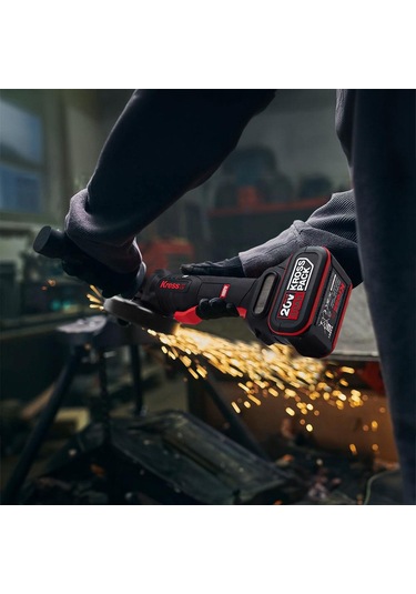 Kress KUH04.1 20 V 5.0 Ah. Li-ion Çift Akülü 125 MM Kömürsüz Profesyonel Devir Ayarlı Alttan Tetikli Avuç Taşlama