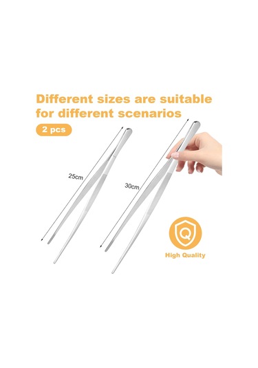 Paslanmaz Çelik Maşa, 2 Adet Paslanmaz Çelik Maşa, Maşa, Pişirme, Izgara Ve Fırınlama İçin Uzun Maşa