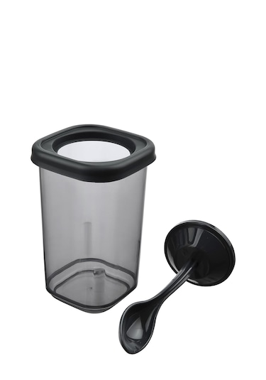 6 Lı Kendinden Kaşıklı Tuzluk & Baharatlık Seti 350 Ml. Gri