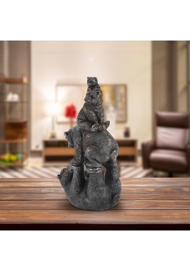 Lijinxu Siyah Ayı Heykelcik Ofis Ev Dekorasyon Çim Için Açık Dekor