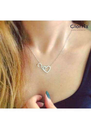 Glorria Gümüş Kalp Sonsuzluk Kolye