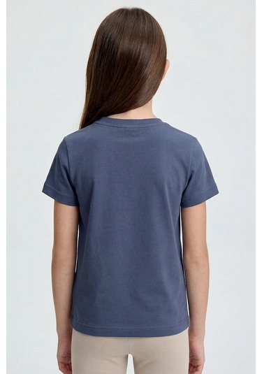 Koyu Mavi O Yaka Standart Fit Basic Unisex Çocuk T-shirt - 11328 Koyu Mavi