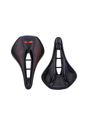 Jeehugo Mtb Yol Bisikleti Jant Koltuğu - Orta Boşluklu, Ultra Hafif, Nem Geçirgen, Yumuşak Deri - Siyah-kırmızı Çok Renkli