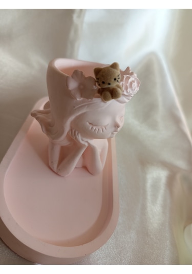Açık Kahverengi Peluş Kedili Küpe