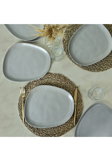 Tabak Servıs Tetra 30 Cm 6 Adet Mat Grı 995