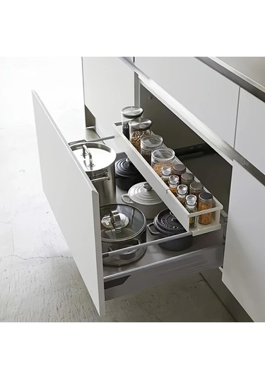 Trendooze Gaojunshop01 Beyaz Metal Baharat Rafı - Katlanır Dolaşan Mutfak Depolama 1 Adet Ayarlanabilir Tek Katlı Beyaz