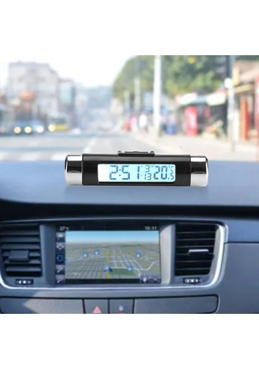 Geeroyoo Araba İçin Dijital Saat Ve Termometre - Lcd Ekran, Arka Işık, Klip Ve Çift Taraflı Yapıştırıcı Pil Yok
