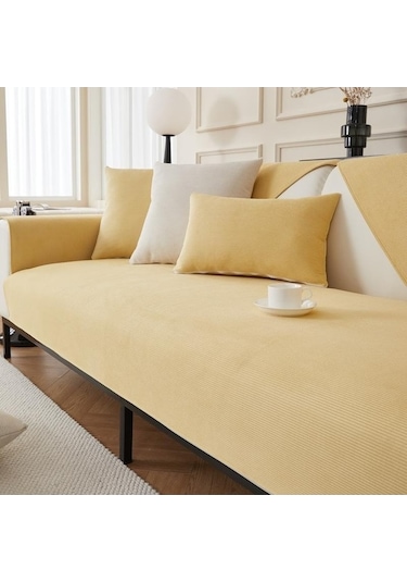 Novahub Sarı Iskandinav Kanepe Mat Kalınlaşmak Peluş Yumuşak Kanepe Kılıfı Oturma Odası Yıkanabilir Kanepe Havlusu Koltuk Örtüsü 56977158 Sarı