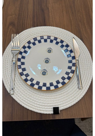 Amerikan Servis Supla 6lı Takım Ve Ekmek Sepeti Tabak Altlığı Sunum Krem