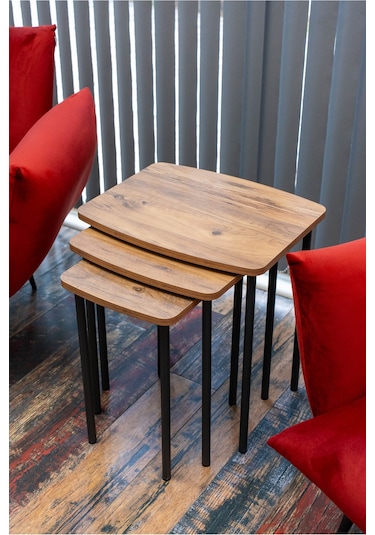 Arpelia Harmoni Zigon Sehpa 3'lü Siyah