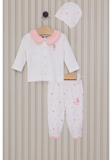 U.s. Polo Assn. Kız Bebek Krem Pijama Takım 50322797-vr071 KREM
