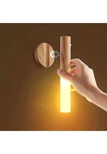 Fastbuy Dream011 Ceviz 2 Adet Hareket Sensörlü Usb Şarj Led Gece Lambası, Lityum Pil, Ayarlanabilir, Manyetik, Dekoratif Duva Ceviz