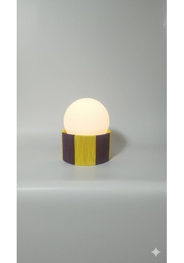 Modern Tasarım Makrome İp Abajur Dekoratif Lamba Masa Lambası Glop Cam Abajur Mor-sarı