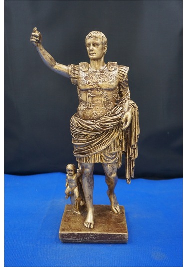 Sezar Augustus Roma İmparatoru Heykeli - 33 Cm Dekoratif Biblo, Ev & Ofis Hediyelik Aksesuar Altın