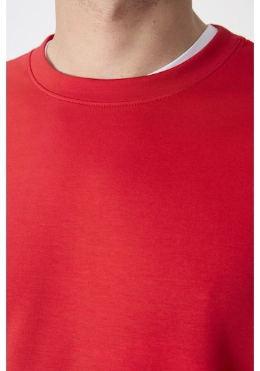 Tommy Life Kırmızı Basic O Yaka Rahat Form Erkek Sweatshirt - 88053 Kırmızı