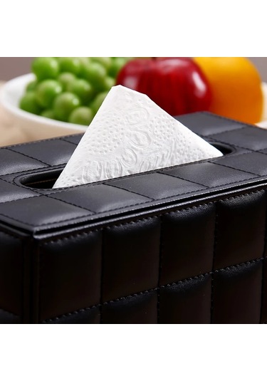 Willowhaven Siyah Üstün Kalite Kumaş Kağıt Havlu Kutusu Kılıfı - Oturma Odası Banyo Dekorasyon Aksesuarı Siyah