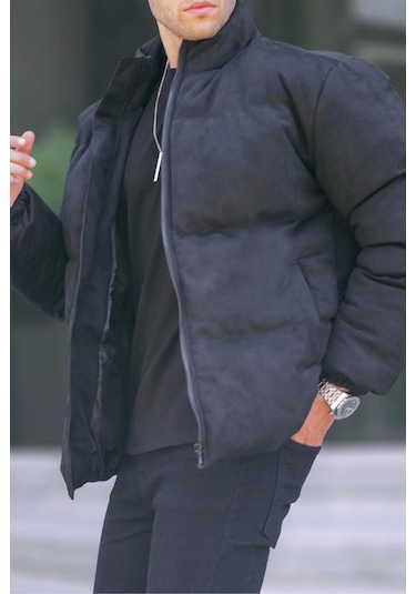 Madmext Siyah Nubuk Erkek Şişme Mont 6802-siyah Siyah