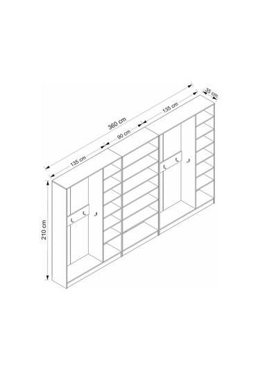Minar Kale210 8 Kapaksız 4 Bölme Raf Portmanto Beyaz