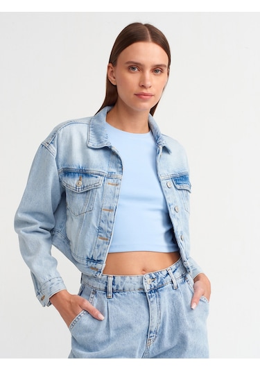 Dilvin Crop Model Denim Mont Mavi