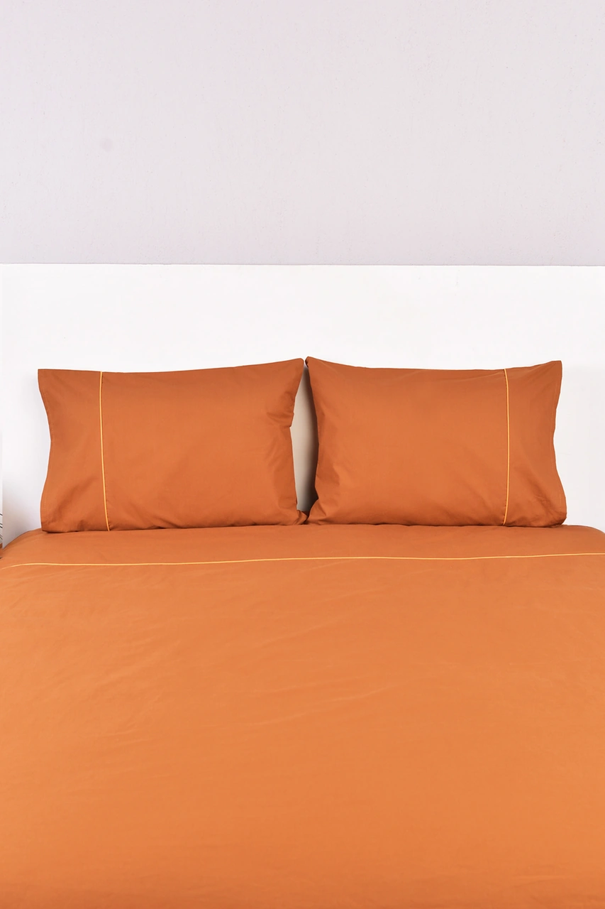 Biyeli Çift Kişilik Nevresim Takımı Taba %100 Pamuk Taba