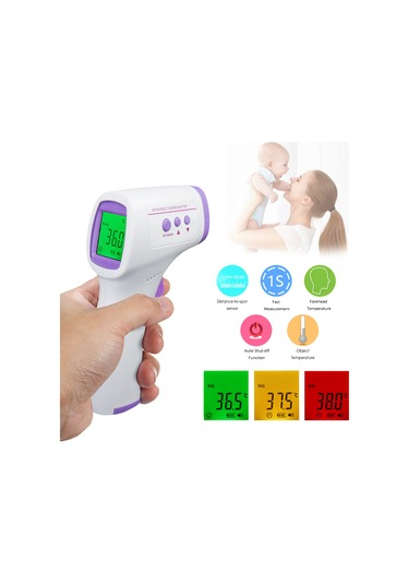 Maiyame Mor Dokunsuz Isı Ölçer - Vücut Ve Nesne Sıcaklığı İçin Entegre Lcd Ekranlı, 1 Saniye Hızlı Ölçüm, Pil Dahil Değil