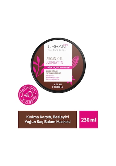 Urban Care Argan Oil & Keratin Kolay Kırılan Saçlara Özel Yoğun Saç Bakım Maskesi 230 ML