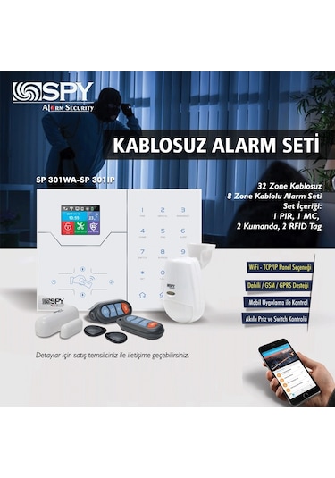 Spy Sp-301-ıp 32 Zone Tcp Ip-gsm-gprs Kablosuz Alarm Seti