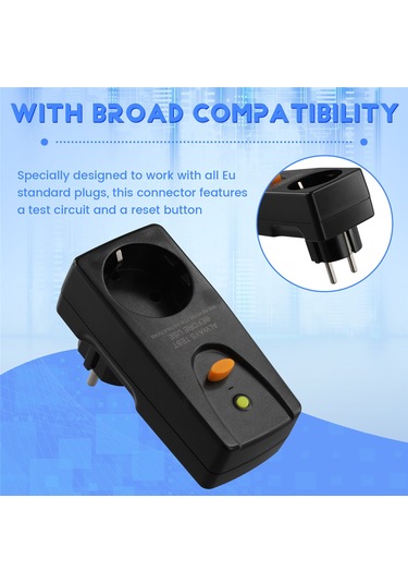 Xurunkeji 16a Gfcı Kaçak Koruma Fişi Ev Sigortası Kesme Anahtarı Güvenlik Kişisel Koruma Fişi Siyah, Ab Fişi